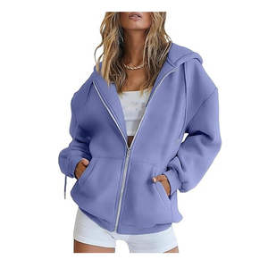 Wholesale Zip Up Hoodie Woman Front Logo Solide Color Hoodies For Woman Casual Hoodie Fall And Summer Fashion Outfits Wholesale - Product Image 6