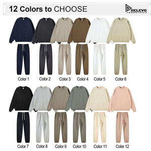 Conjunto deportivo de algodón de 400 g/m² al por mayor |   Conjunto Deportivo de Sudadera y Pantalones Holgados, 100% Algodón Felpa, Estilo Casual - Product Image 4