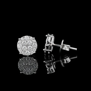Excellent Quality Round Cut Diamond <b>Stud</b> Earrings in White Gold Luxury Jewelry for Bridal Office and Casual Wear For Sale - Product Image 2