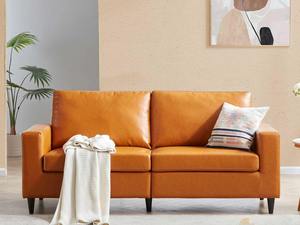 Transitional Brown Genuine Leather Eco-Friendly Two Seater <b>Sofa</b> with Wide Track Arms Solid <b>Wood</b> Legs for Living Room - Product Image 4
