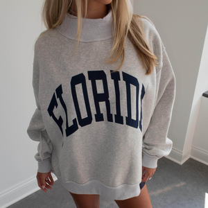 Sweat-shirt OEM pour femme, col montant personnalisé, épaules tombantes, coupe oversize décontractée, avec votre propre logo sur le col et le bas, sweats à capuche et pulls - Product Image 6