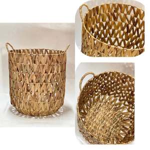 Vietnam Woven Water Hyacinth Laundry <b>Basket</b> Handmade Natural Fiber <b>for</b> Clothes Storage Bedroom <b>Bathroom</b> and Home Decor - Product Image 1