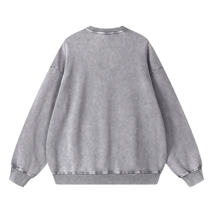 Sweat-shirt à col rond vintage surdimensionné en molleton 100% coton délavé à l'acide pour hommes et femmes, streetwear, impression de logo personnalisé, OEM ODM - Product Image 4