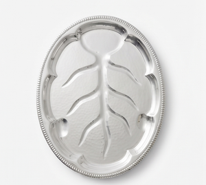 Elegante Bandeja de Servir Ovalada de Metal Pulido con Patrón de Hojas Abstractas, Plato Decorativo Residencial Elegante, Apto para Lavavajillas - Product Image 6