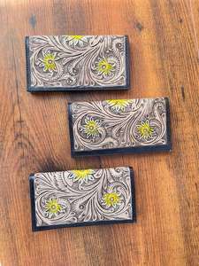 Nouveau portefeuille de sculpture d'outillage fait à la main portefeuilles floraux en cuir à deux volets Design en cuir usiné pour portefeuille en cuir véritable pour femmes - Product Image 4