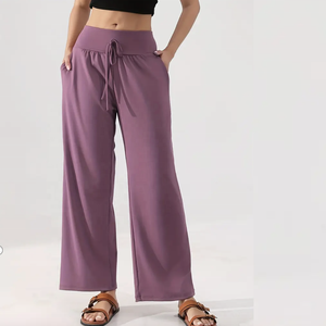 Pantalones de pierna ancha sueltos de cintura alta para mujer en tallas grandes adecuados para baile Pilates deportes Fitness y Yoga - Product Image 5