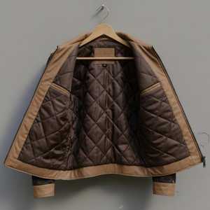 Blouson de motard en cuir véritable pour homme, motif vachette, fermeture éclair, col rabattable, coupe classique, hiver, couleur unie - Product Image 3