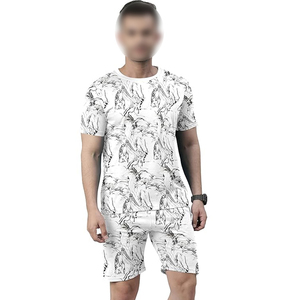 Conjunto de Verano Personalizado para Hombre, Camiseta de Manga Corta y Pantalones Cortos, Estilo Urbano, Transpirable, Mezcla de Algodón, 2 Piezas - Product Image 1