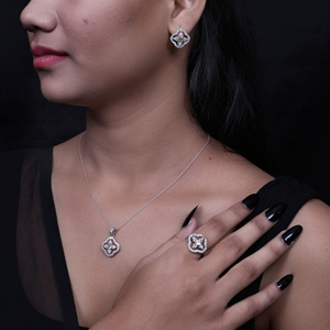 925 Silver Cubic Zirconia Women's Necklace Ring Earrings for Women <b>Girls</b> Earring Wedding Anniversary Jewelry <b>Set</b> <b>Gift</b> Jewelry - Product Image 6