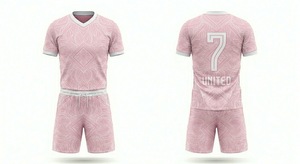 Conjunto de Camiseta de Fútbol Personalizada para Hombre, Cuello en V, Manga Corta, Estampado Geométrico Rosa, Transpirable, para Todas las Temporadas, Uniforme de Equipo - Product Image 1
