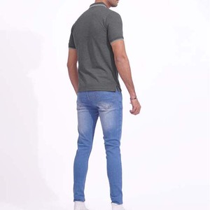 Polo de Manga Corta Gris Sólido para Hombre, Informal, de Punto, 100% Algodón, Transpirable, para Verano - Product Image 3