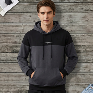 Sudadera con Capucha para Hombre, Corte Regular, Forro Polar, Diseño Color Block con Estampado Digital, Bolsillo Canguro, Estilo Casual, Ecológica - Product Image 5