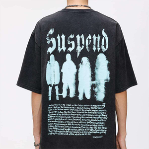 เสื้อยืดแขนยาวผู้ชายสีดำ พิมพ์ลายแบบนามธรรม พร้อมดีไซน์ตัวอักษรสีแดงด้านหลัง ผ้าฝ้ายถักแบบลำลอง คอกลม ทรงปกติ - Product Image 3
