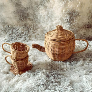 ชุดถ้วยและกล่องใส่น้ำชาหวายสำหรับเด็กผู้หญิงอุปกรณ์เสริมของเล่นน่ารักสำหรับเด็ก - Product Image 5