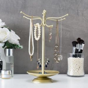Tabletop Accessories Organizer Metal Jewelry Rack Stand for <b>Earrings</b> Necklace <b>Holder</b> with Tray Base for Home & Boutique Display - Product Image 2
