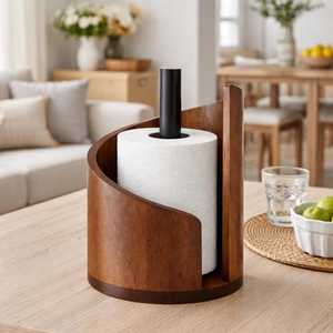 Wood <b>Kitchen</b> <b>Tissue</b> <b>Holder</b> Household Multi Purpose Storage Rack for Living Room Bedroom - Product Image 2