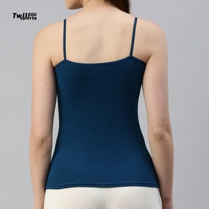 2025 Women's Sexy Sleeveless Custom Strap Gym Fitness Crop Tops Solid Knitted Weaving Method Seamless Camisoles 100% <b>Bamboo</b> - Product Image 5