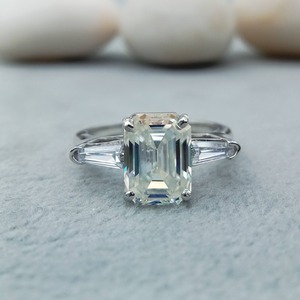 Custom Fancy Brilliant Cut Moissanite Channel Setting Engagement Anniversary Wedding Gift <b>Ring</b> Set Rhodium Plated 925 Sterling - Product Image 1