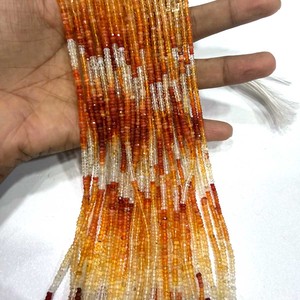 ลูกปัดโอปอลไฟเม็กซิกัน 3-4 มม. โอปอลธรรมชาติแท้ทรงเหลี่ยมสีส้ม สำหรับทำเครื่องประดับ ความยาว 16 นิ้ว - Product Image 2