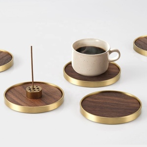 Premium Wooden Coaster Set with Custom Engraved Logo Wholesale Beverage Coasters for Coffee Cups Glasses Hotels & Restaurants - Product Image 1