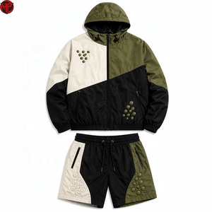 Color Block Windbreaker Tracksuit Nylon <b>Jacket</b> and Shorts Set Lightweight <b>Zip</b> <b>Up</b> Athleticwear Casual Streetwear Tracksuits - Product Image 2