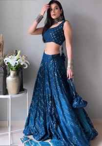 Diseño totalmente gorgette lahenga choli Dupatta Blusa Bordado trabajo nupcial lahenga /lehenga choli precio al por mayor - Product Image 2