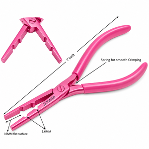 Pince de pose et de retrait d'extensions capillaires de 7 pouces, en acier inoxydable, à mâchoires plates, manche bleu, outil professionnel de salon - Product Image 4