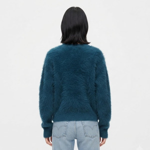 Pull en laine mohair surdimensionné pour femmes, col rond, manches longues, 100% acrylique, pull décontracté d'hiver, épaules tombantes, pull pour femmes - Product Image 2