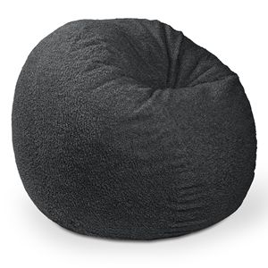 Saxx Pouf Rotondo Grande 4 Piedi in Finta Pelliccia di Agnello Nero, Ottomani e Sgabelli - Product Image 2