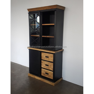 Muebles de sala de estar sólidos hechos a mano 2024, nueva gama de hierro Industrial, pantalla pequeña, gabinete de 2 partes, vidrio deslizante para el hogar y la escuela - Product Image 1