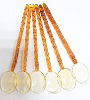 Cuillère colorée durable en verre borosilicate de haute qualité, style européen, pour la restauration et le bistro, avec manche, vente en gros
