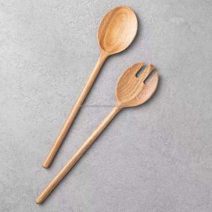 Vente chaude Bois D'acacia Écologique Salade Outils Long Manche Service Ustensiles Ensemble Lave-Vaisselle Micro-ondes En Bois Salade Serveur - Product Image 6