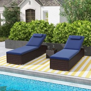 Silla de Jardín Moderna de Mimbre Sintético con Respaldo Ajustable en 6 Niveles, Estructura de Madera Maciza, Plegable - Product Image 6