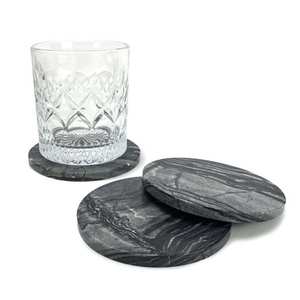 <b>Marble</b> Coaster <b>Set</b> For Cups Champagne Mugs <b>Coffee</b> and Wine Glasses With Elegant Natural Stone Design For <b>Table</b> Protection - Product Image 1