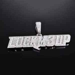 Custom 925 Sterling Silver VVS Moissanite Letter Pendant Round Brilliant Cut Bezel Set <b>Iced</b> <b>Out</b> <b>Chain</b> Jewelry - Product Image 1