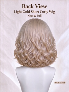 Light Gold <b>Short</b> Curly <b>Human</b> <b>Hair</b> <b>Wig</b> Soft Volume Wave Bob <b>Wig</b> for Daily Wear - Product Image 5