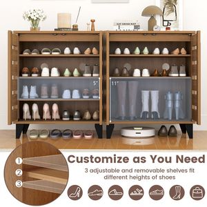 Zapatero de 4 Niveles Estilo Rústico con Puerta de Rejilla para Organizar tu Calzado - Product Image 6