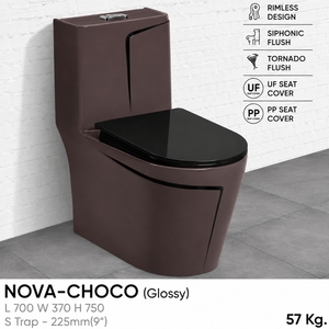 NOVA (7 COULEURS) WC MURALE MONOBLOC DESIGN ALLONGÉ MODERNE avec évacuation S-Trap et P-Trap, finition marbre pour salle de bain - Product Image 4
