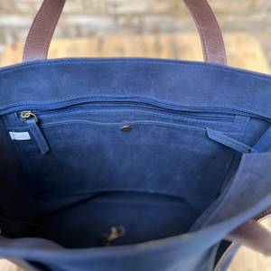 Bolso de Cuero Azul de Lujo para Mujer, Hecho a Mano, Tipo Bandolera, Gran Capacidad, para Viaje, Color Personalizable - Product Image 6