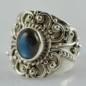 <b>Labradorite</b> <b>Ring</b> 925 Sterling Silver Handmade Boho Statement Promise <b>Ring</b> for Women Natural Oval Gemstone Jewelry - Product Image 1