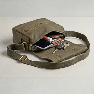 Bolso de hombro de lona con cierre de cremallera, diseño antirrobo, estilo minimalista unisex, correa arqueada desmontable - Product Image 5