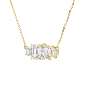 Colgante con Formas Geométricas Variadas, Corte Rectangular, Navette, Gota de Agua, Detalles en Oro Rosa de 14kt y 18kt, Joyería Fina HPHT - Product Image 3