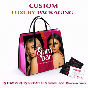 Custom Luxury Cardboard Gift <strong>Box</strong> with Satin Lining Handles Bag for Human Hair Wig Human Hair Extension <strong>Collection</strong> Packaging <strong>Box</strong> - Product Image 1