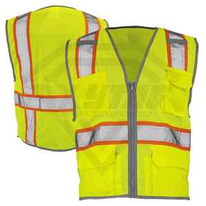 Chaleco de Seguridad de Malla Verde Lima de Alta Visibilidad con Tiras Reflectantes y Múltiples Bolsillos, Ropa de Trabajo al por Mayor, Fabricante de Ropa OEM, Logotipo Personalizado - Product Image 1