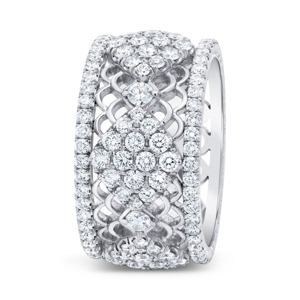 Brazalete de Oro Blanco de Lujo con Diamantes, Corte Brillante Redondo, Patrón Geométrico, Joyería de Boda para Mujer - Product Image 2