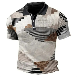 Chemise pour homme ACE à motif géométrique imprimé intégral, manches courtes, coupe classique, respirante, 100% polyester, col rabattu - Product Image 4