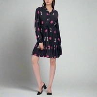 Nouvelle Robe Mini Trapèze Tendance à Imprimé Jardin Tissé, Ourlet Étages et Taille Élastique pour Femme – Élégante, Légère et Écologique à Manches Longues