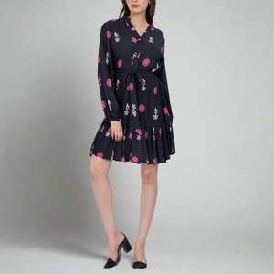 Vestido Mini de Verano para Mujer, Estampado de Jardín, con Dobladillo en Capas, Cintura Elástica, Estilo Fluido, Cómodo, Informal, 100% Algodón, ¡Oferta! - Product Image 1