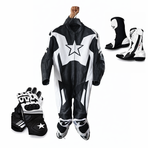 Nouvelle arrivée Combinaison de moto une pièce sur mesure Combinaison de course de moto rouge et noire en cuir premium pour les pilotes - Product Image 1