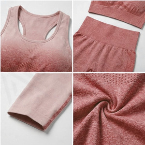 Ensemble de yoga sans couture pour femmes, nouveau style décontracté, ensemble de yoga surdimensionné pour femmes, logo personnalisé, vêtements de sport respirants - Product Image 3